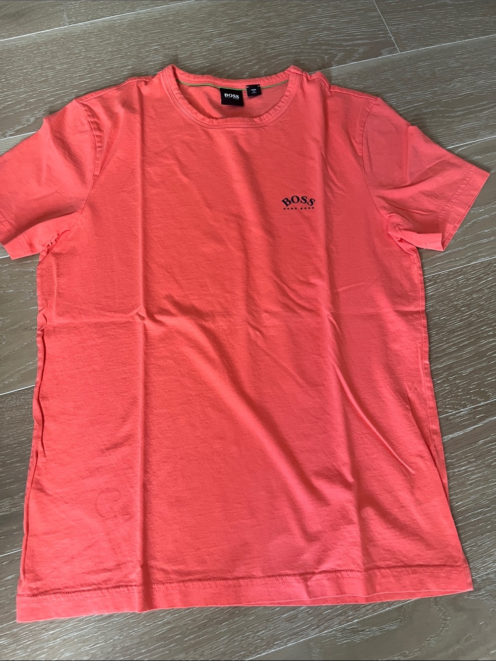 Boss Coral Crewneck T-Shirt with Lime Trim